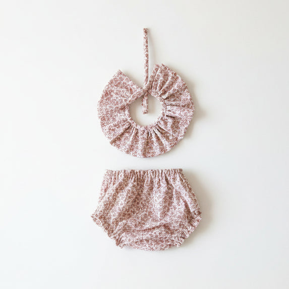 CUELLO Y CUBRE PAÑAL FLORAL ROSA