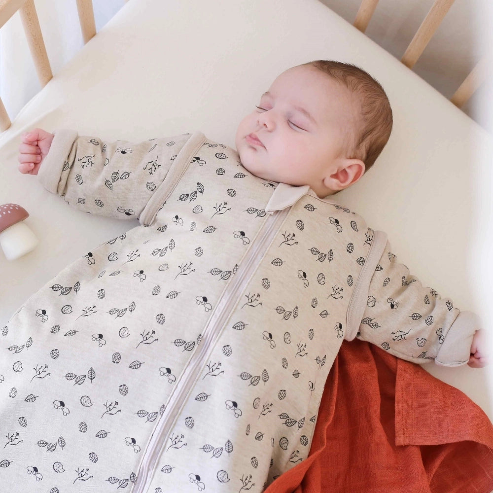 SACO DORMIR MANGAS DESMONTABLES HOJA BEIGE