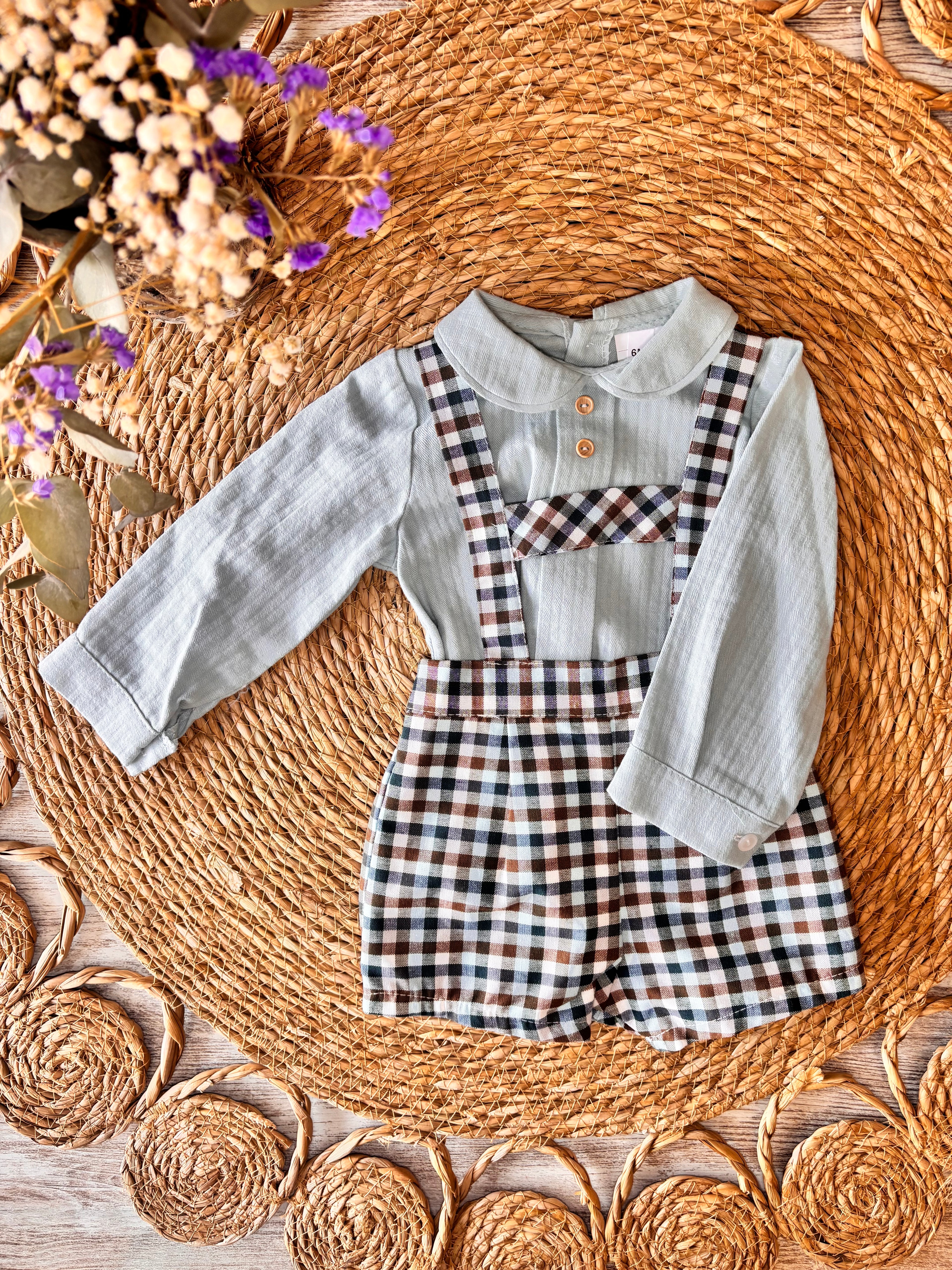 CONJUNTO PETO Y CAMISETA CUADROS