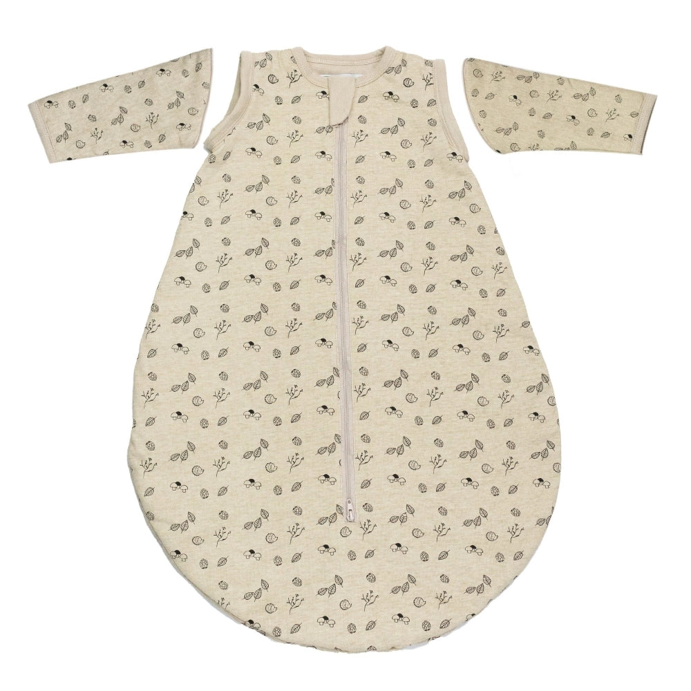 SACO DORMIR MANGAS DESMONTABLES HOJA BEIGE