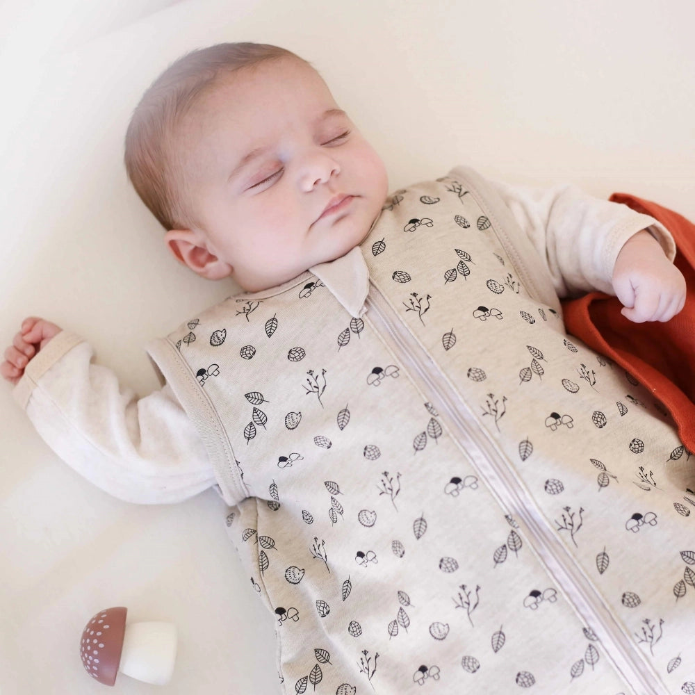 SACO DORMIR MANGAS DESMONTABLES HOJA BEIGE