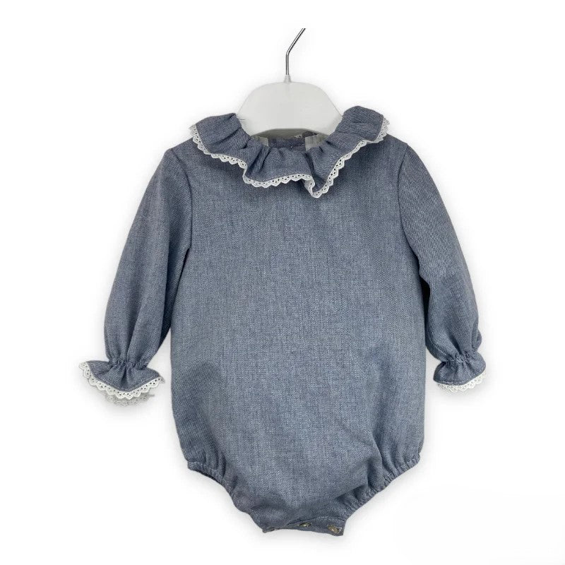 PELELE LISO AZUL CON PUNTILLA